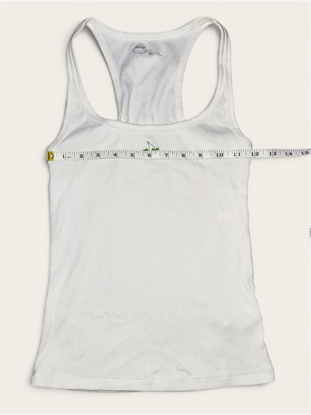 aerie White Ribbed Tank Top Clover Embroidery Size Small NWT - Picture 4 of 5